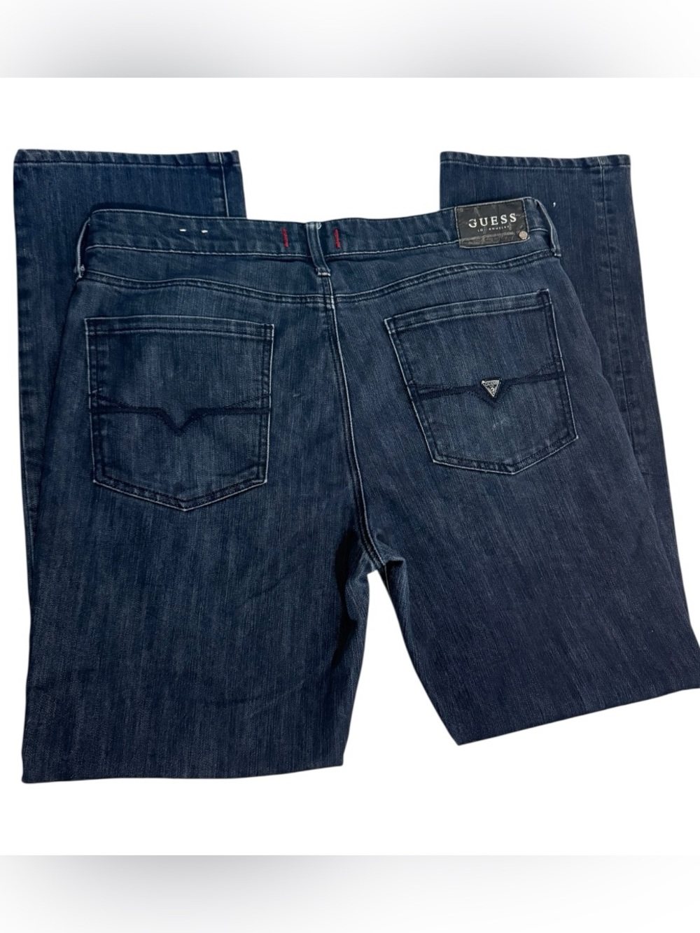 Guess Los Angeles Regular Straight Crescent Fit Jeans Mens 36x32 Dark Wash